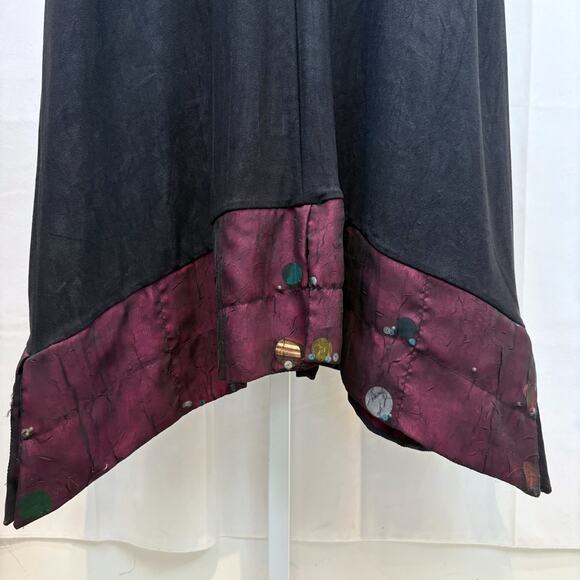 STALEY GRETZINGER  L Sleeveless Maxi Dress Embellished Hem Black Wine Red USA - Picture 6 of 8